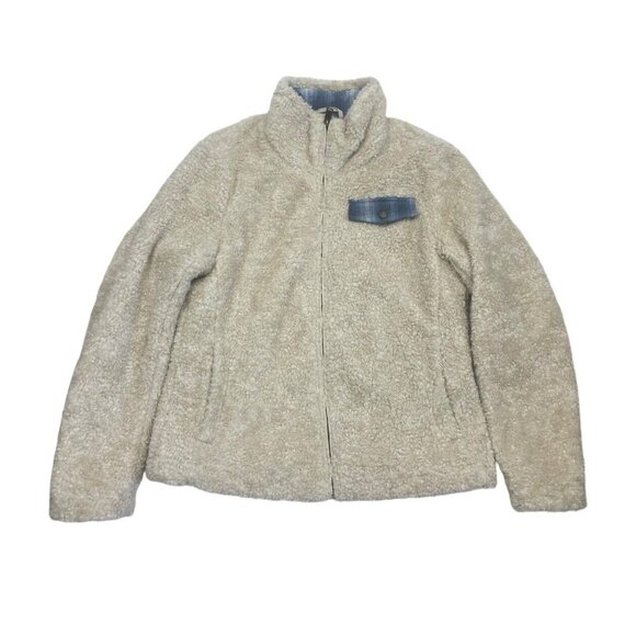 *PENDLETON Jacket Womens Medium Sherpa Fleece Full Zip Plaid Lining Fuzzy Coat - Picture 2 of 8